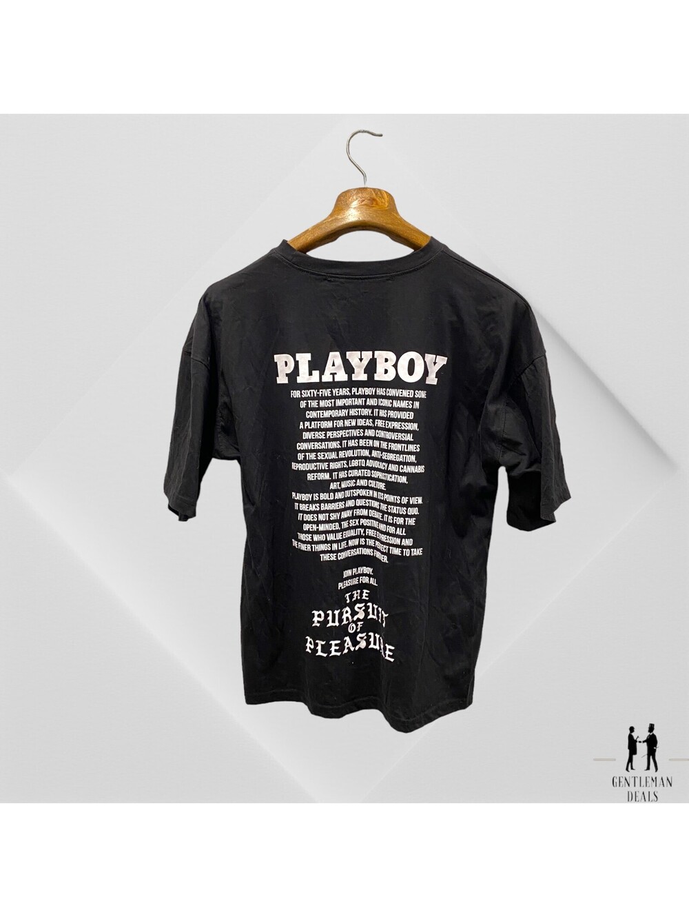 Playboy X Missguided Womens T Shirt Black L Oversized Bunny Pursuit of Pleasure